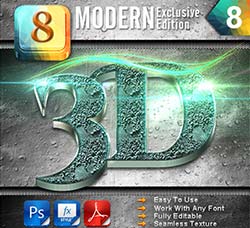PS图层样式－8个时髦的3D文本特效：8 Modern 3D Exclusive Edition Vol.8